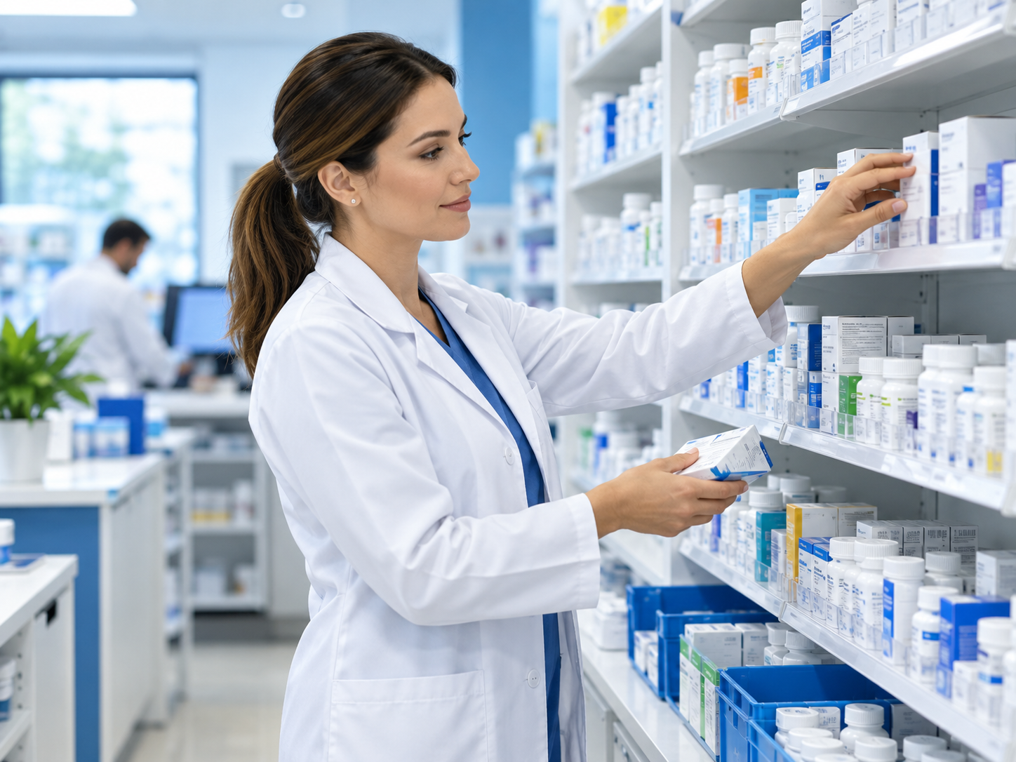 Profesional organizando medicamentos